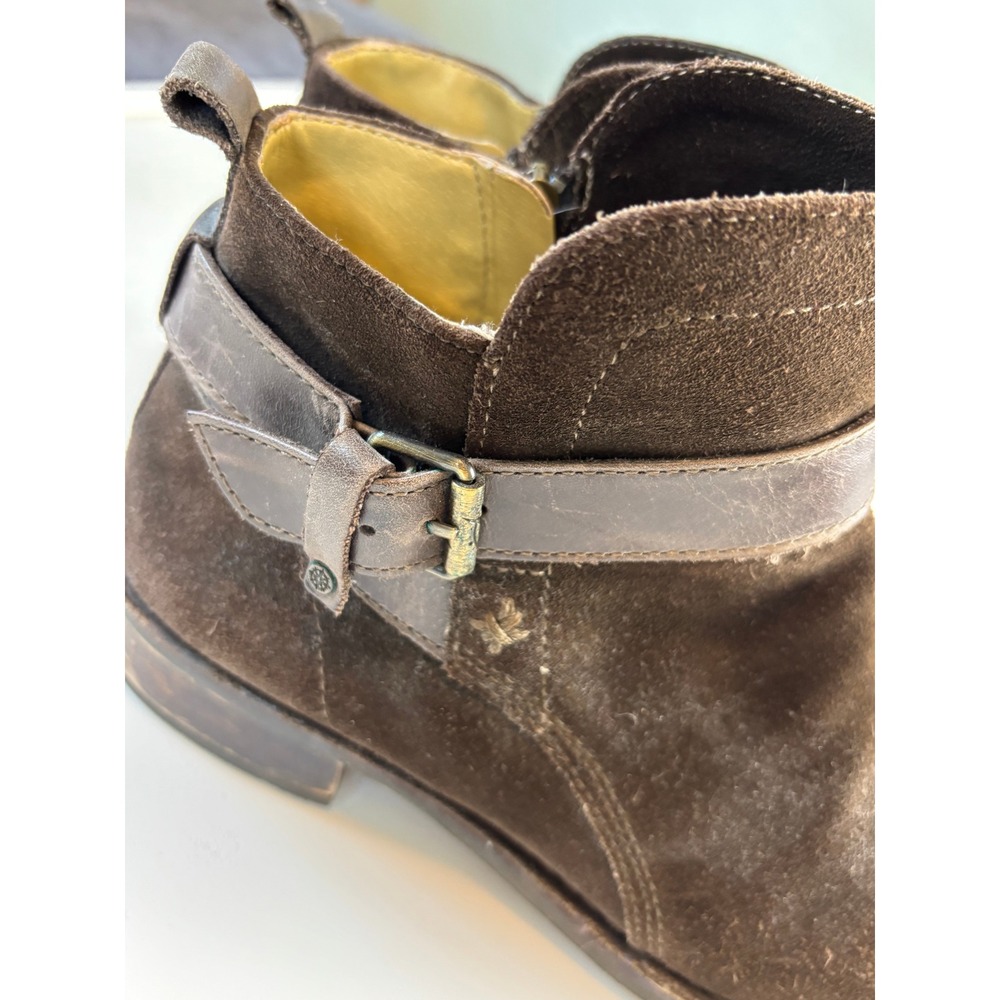 Bussola Sevilla Ankle Boots Brown Suede Leather Women 41 Buckle Strap Zipper - Picture 8 of 9
